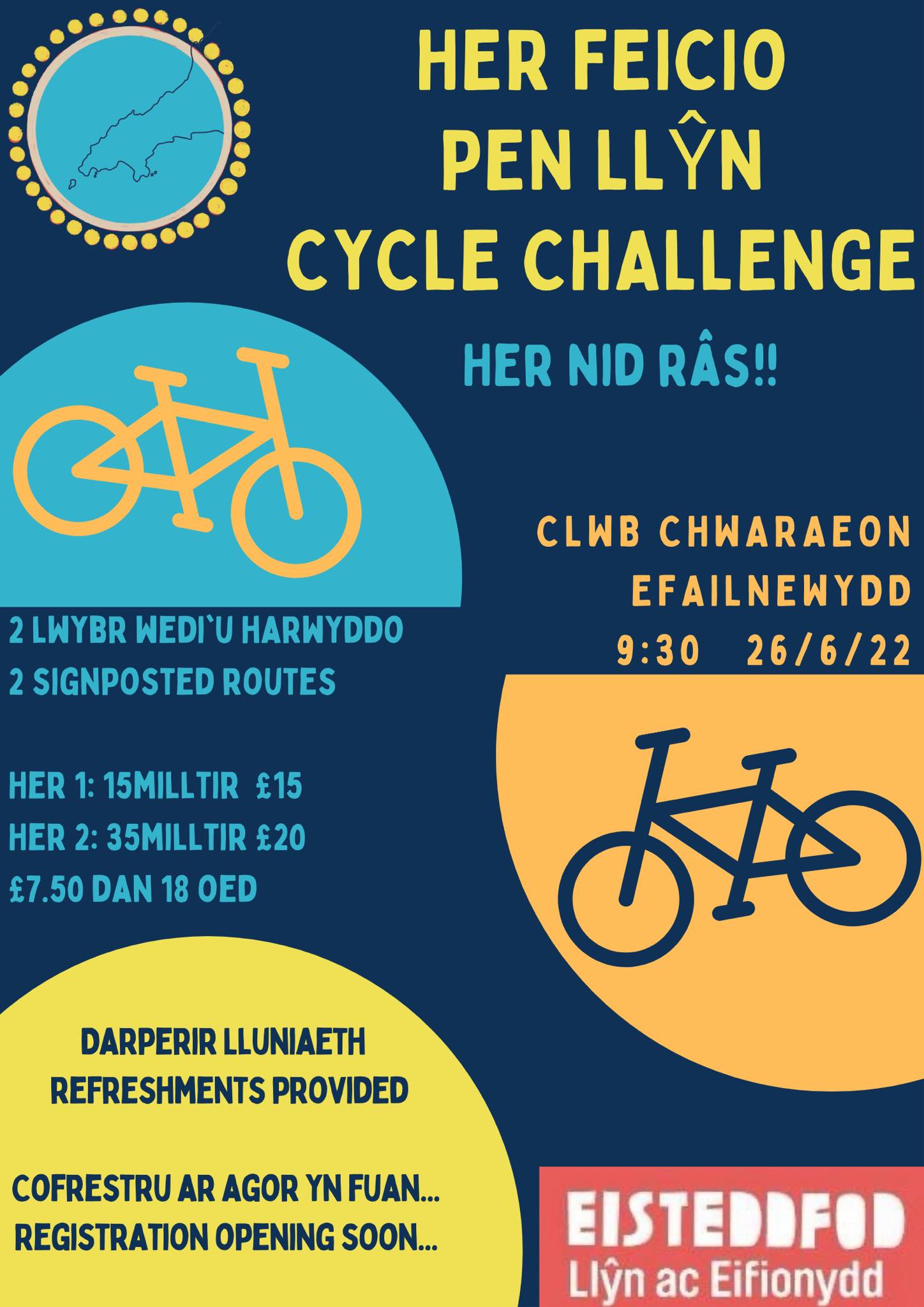 Her Feicio Pen Llyn  Cycle Challenge: Her 15 milltir