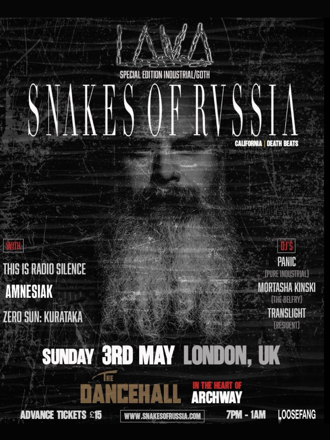LAVA XI - SNAKES OF RUSSIA - THIS IS RADIO SILENCE - AMNESIAK - ZERO SUN : KURATAKA + DJs
