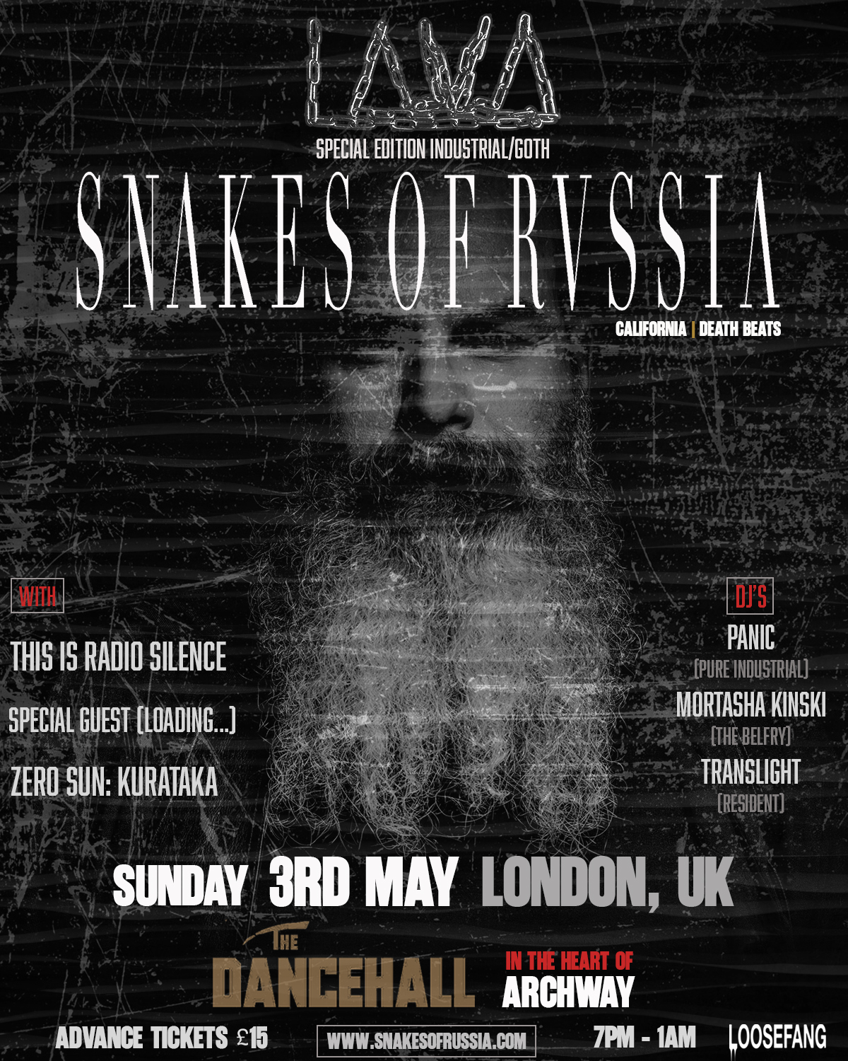 LAVA XI - SNAKES OF RUSSIA - THIS IS RADIO SILENCE - SPECIAL GUEST TBA.. - ZERO SUN : KURATAKA + DJs