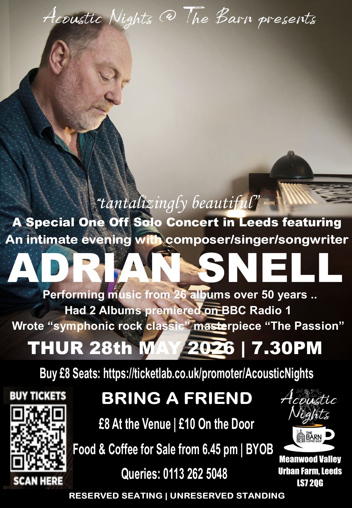 ADRIAN SNELL | SPECIAL ONE OFF SOLO CONCERT | The Barn Coffee Shop Meanwood | Leeds | Thur 28th May 2026