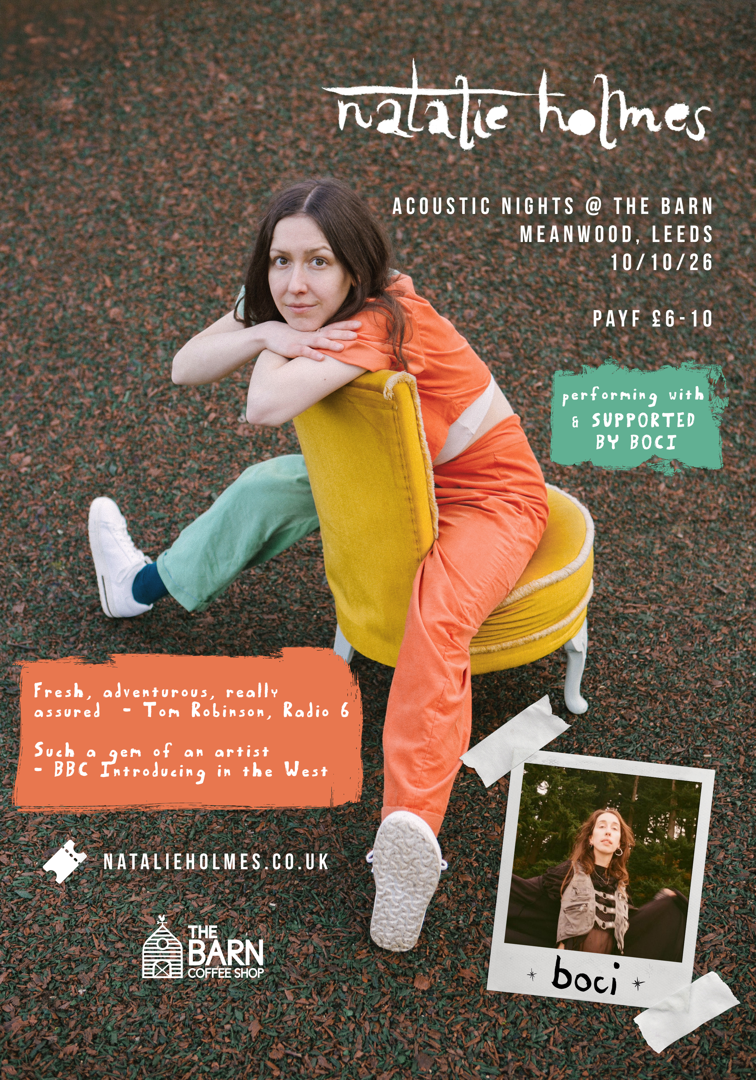 NATALIE HOLMES | in concert | The Barn Coffee Shop Meanwood | Leeds 10 10 26 | PAYF £6