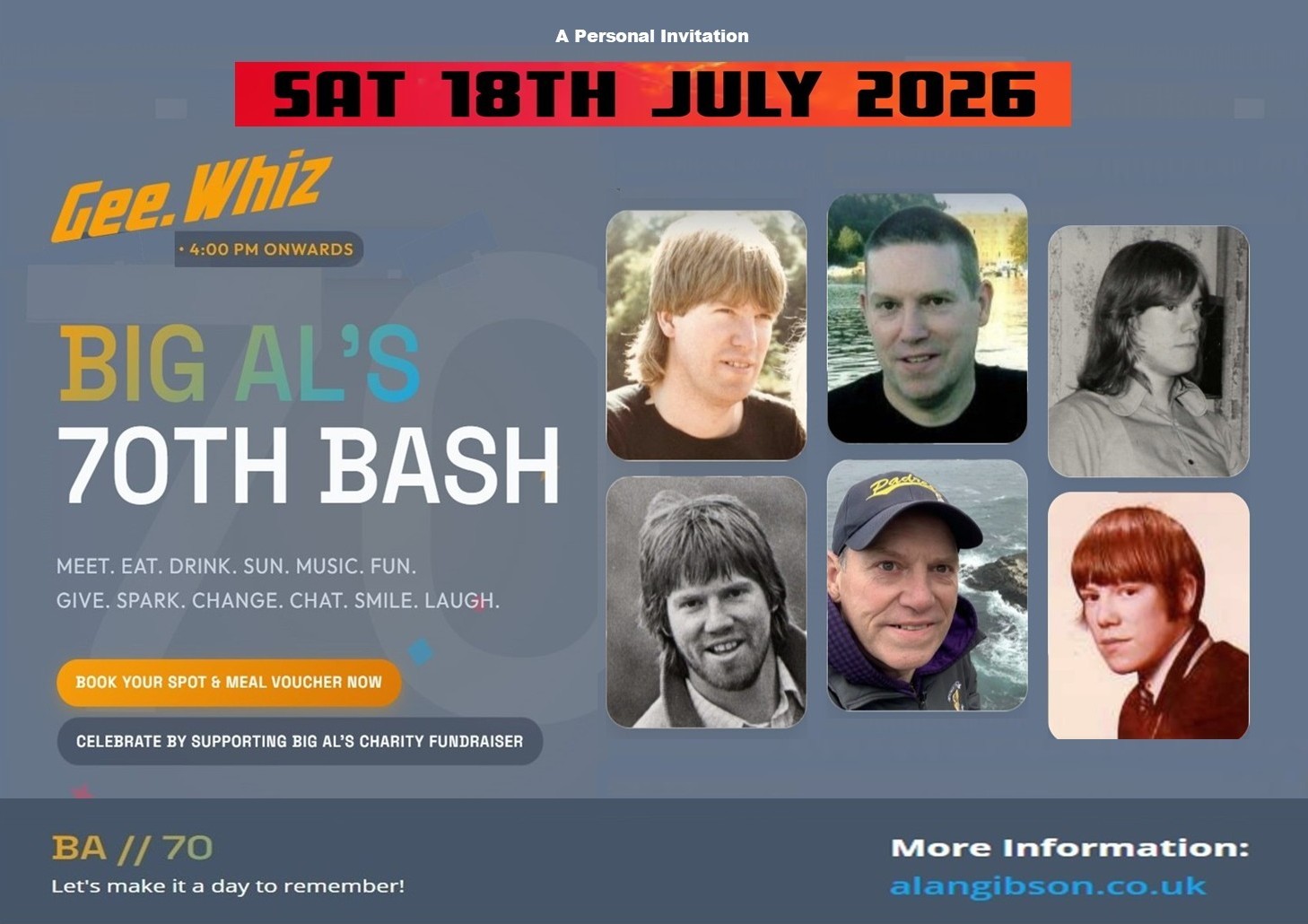An Invitation to come and celebrate Big Al’s 70th