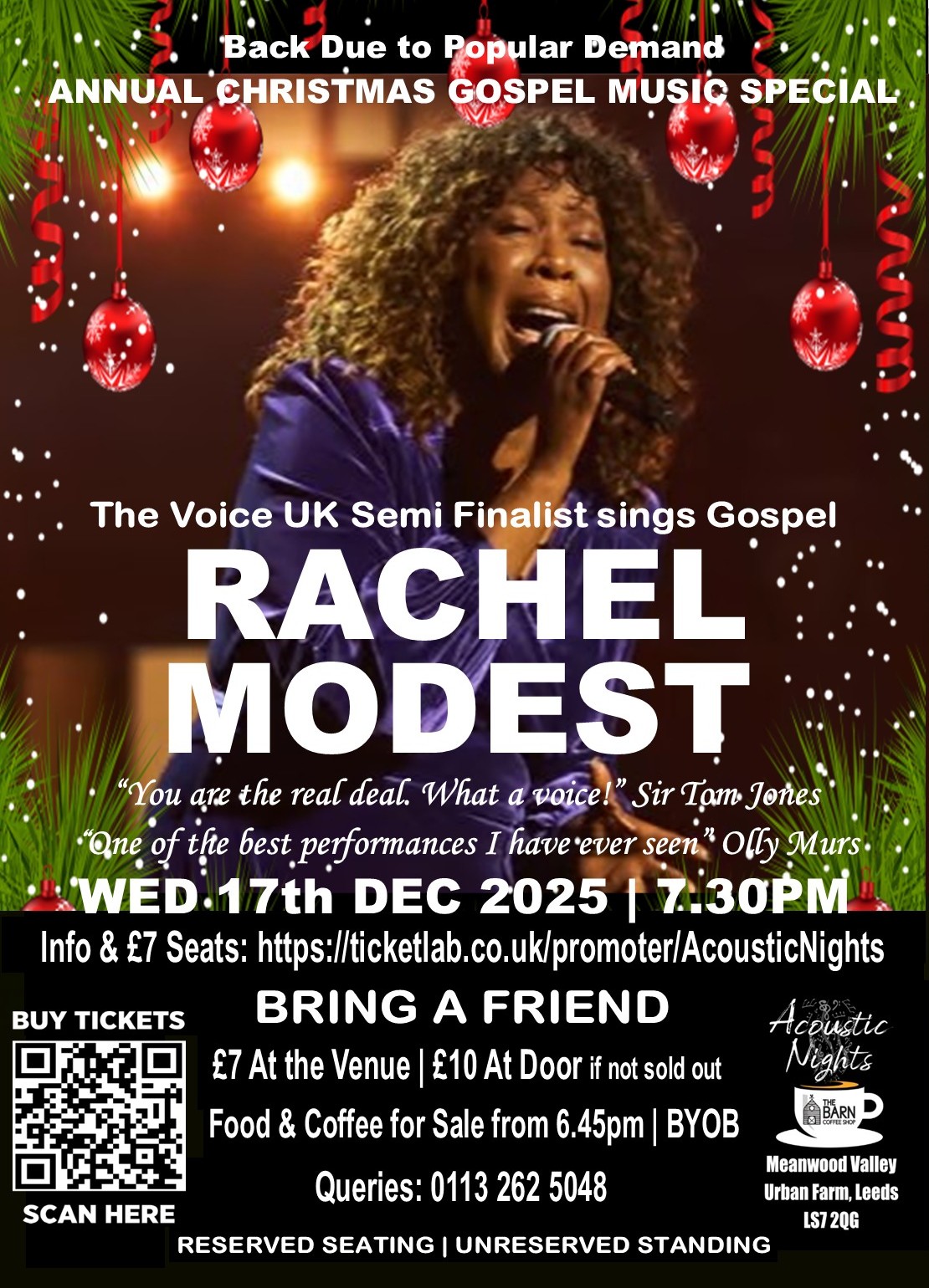 The Voice UK RACHEL MODEST sings Gospel | ANNUAL CHRISTMAS SPECIAL GOSPEL MUSIC CONCERT | The Barn Coffee Shop Meanwood | Leeds | Wed 17 12 25