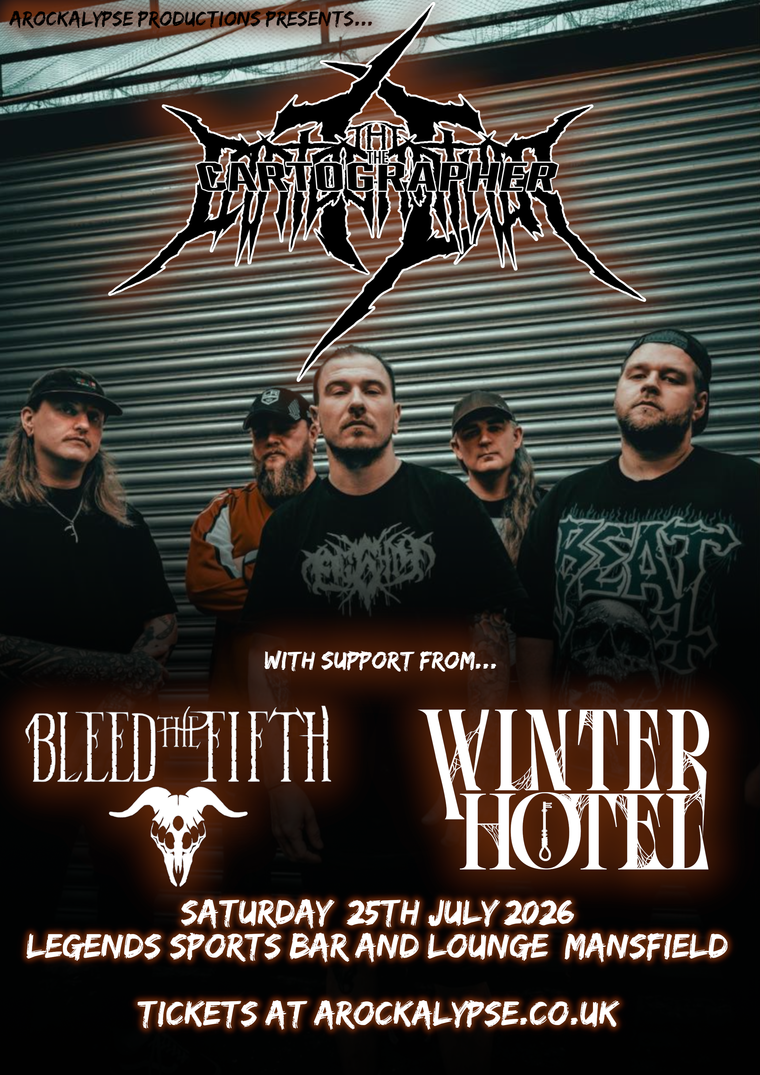 The Cartographer // Bleed The Fifth // Winter Hotel plus Afterparty @ Legends Sports Bar & Lounge, Mansfield