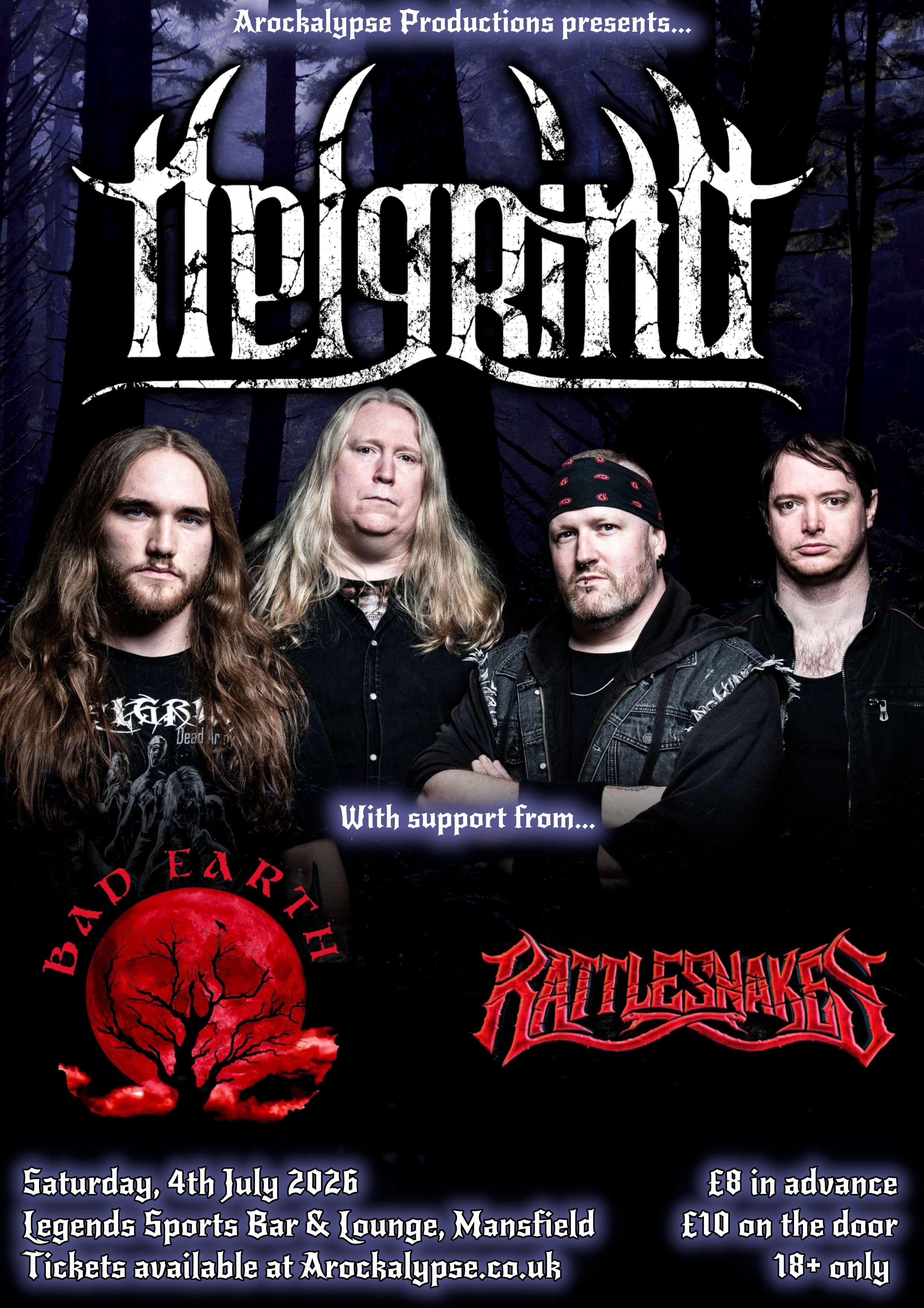 Helgrind // Bad Earth // Rattlesnakes plus Afterparty @ Legends Sports Bar & Lounge, Mansfield