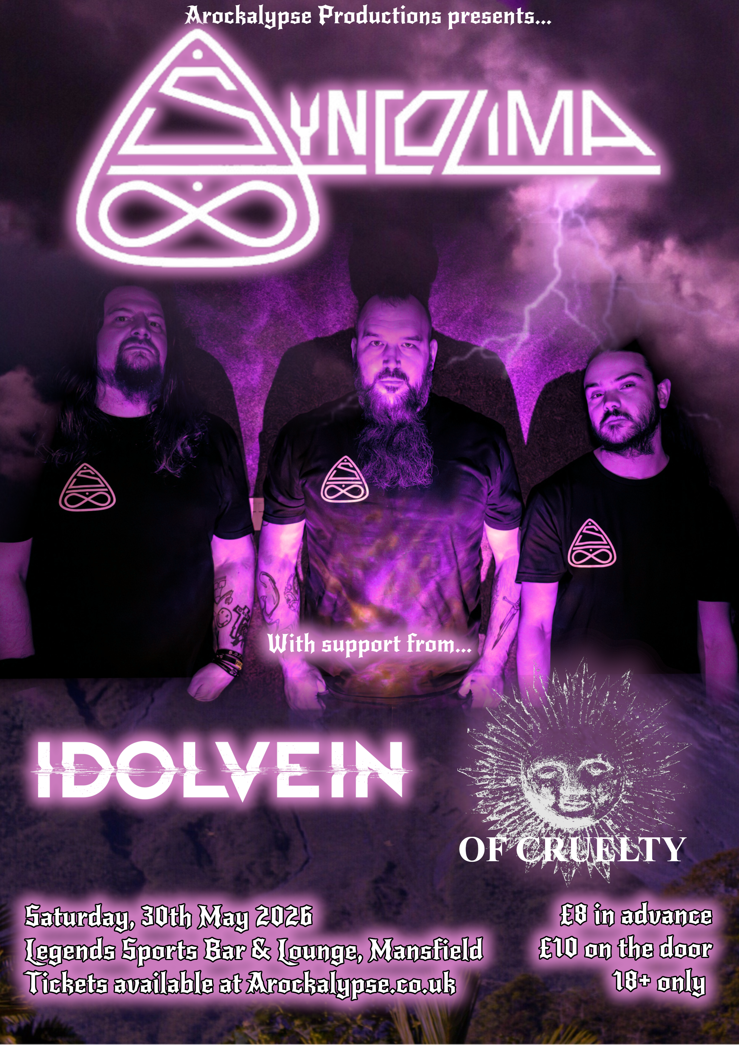 Syncolima // Idolvein // Of Cruelty plus Afterparty @ Legends Sports Bar & Lounge, Mansfield