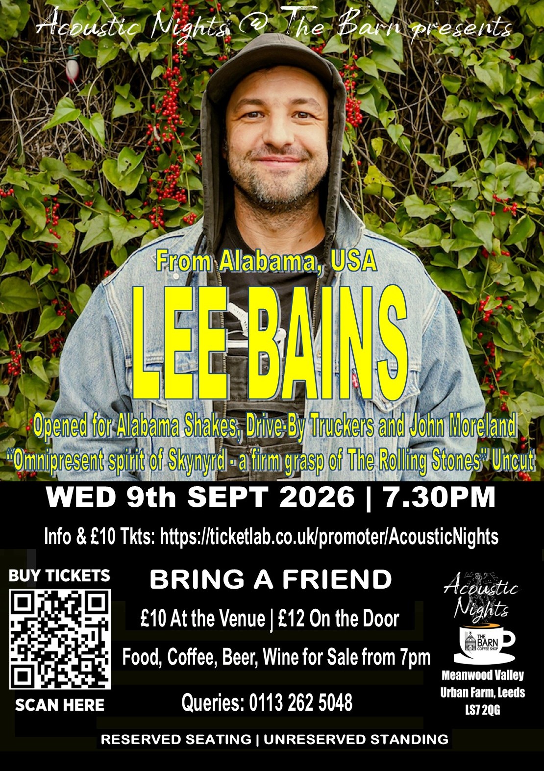 LEE BAINS from Alabama, USA | in concert | The Barn Coffee Shop Meanwood | Leeds 9 9 26