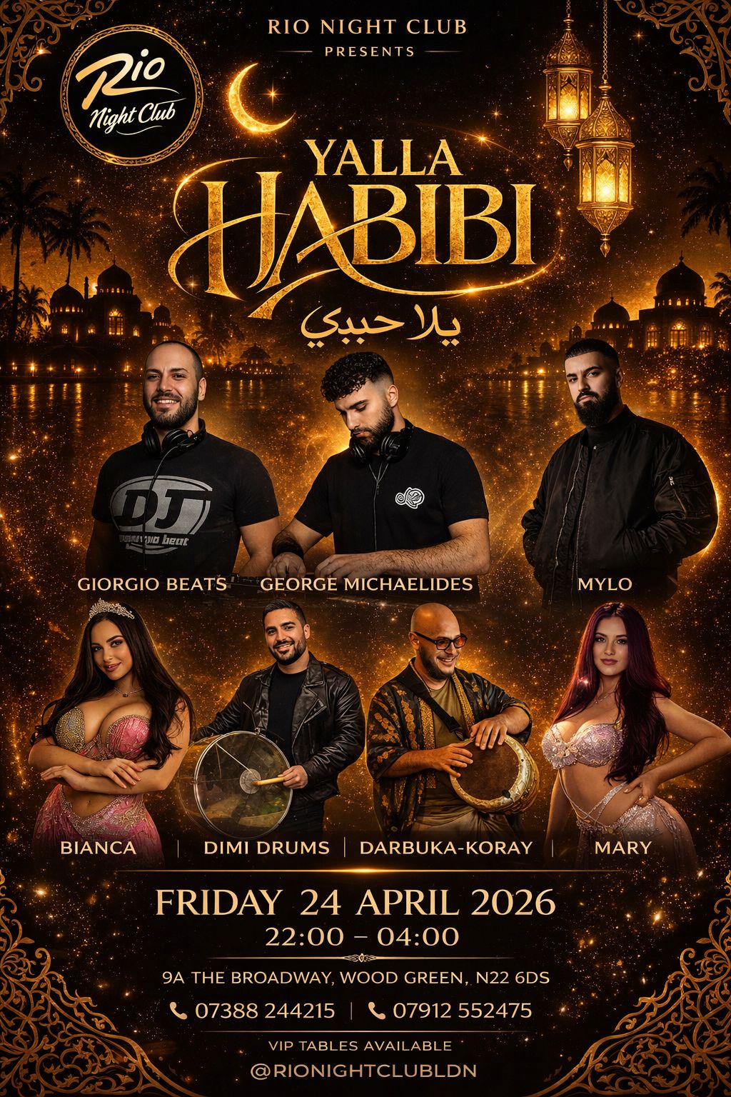 Yalla Habibi VIP List – Arabic Night at Rio Night Club